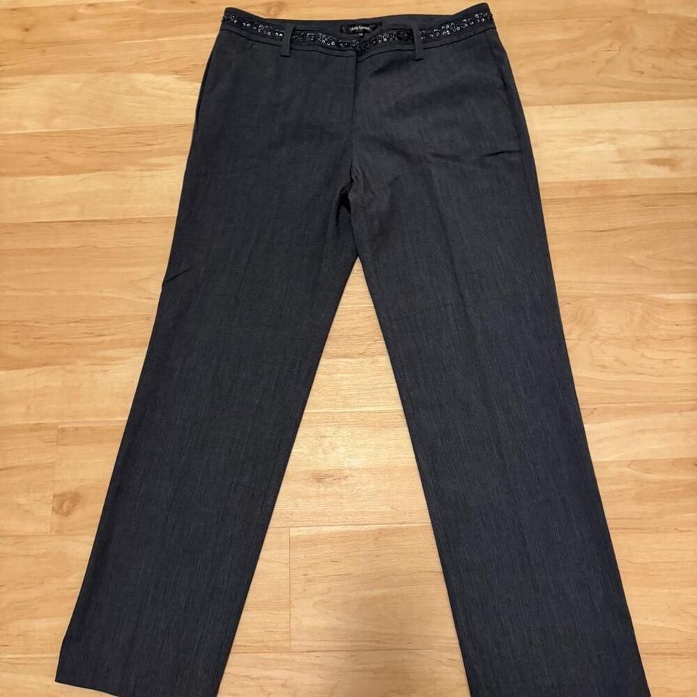 Y2K Dark Charcoal Gray Low Rise Slacks with Beaded Waist Women's Size 10